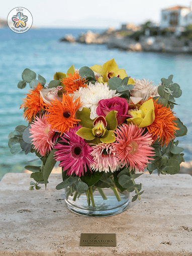 Orkide ve gerbera vazo aranjmanı